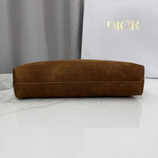 1:1 Replica Medium Dior Diorly Crossbody Bag in Brown Suede Knockoff