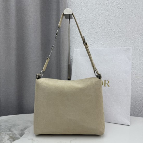 1:1 Replica Medium Dior Diorly Crossbody Bag in Apricot Suede Knockoff