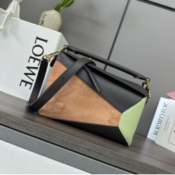 1:1 Replica Small Loewe Puzzle Edge Bag in Multicolored Leather/Suede Knockoff