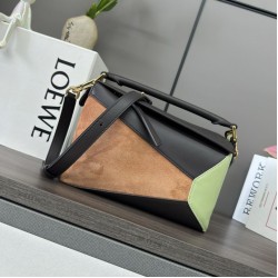 1:1 Replica Small Loewe Puzzle Edge Bag in Multicolored Leather/Suede Knockoff