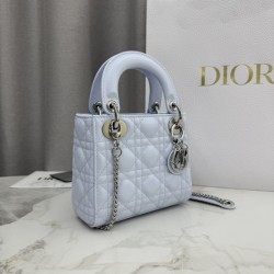 1:1 Replica Dior Lady Dior Mini Cannage Bag in Blue Knockoff