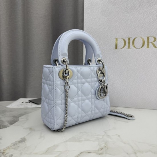 AAA Replica Dior Lady Dior Mini Cannage Bag in Blue 1:1 Replica Dior Lady Dior Mini Cannage Bag in Blue Knockoff