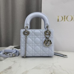 1:1 Replica Dior Lady Dior Mini Cannage Bag in Blue Knockoff