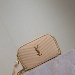 Mirror Quality Replica YSL Saint Laurent Lou Mini Quilted Shoulder Bag in Apricot Clone