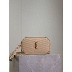 Mirror Quality Replica YSL Saint Laurent Lou Mini Quilted Shoulder Bag in Apricot Clone