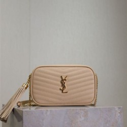 Mirror Quality Replica YSL Saint Laurent Lou Mini Quilted Shoulder Bag in Apricot Clone
