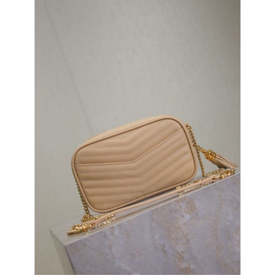 Mirror Quality Replica YSL Saint Laurent Lou Mini Quilted Shoulder Bag in Apricot Clone