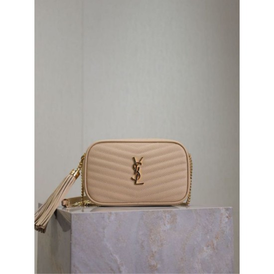 Mirror Quality Replica YSL Saint Laurent Lou Mini Quilted Shoulder Bag in Apricot Clone