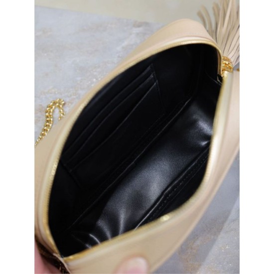 Mirror Quality Replica YSL Saint Laurent Lou Mini Quilted Shoulder Bag in Apricot Clone