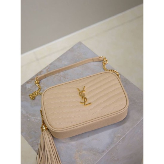Mirror Quality Replica YSL Saint Laurent Lou Mini Quilted Shoulder Bag in Apricot Clone