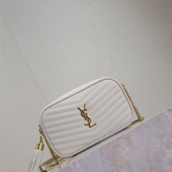 Mirror Quality Replica YSL Saint Laurent Lou Mini Quilted Shoulder Bag in White Clone