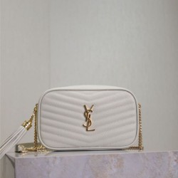Mirror Quality Replica YSL Saint Laurent Lou Mini Quilted Shoulder Bag in White Clone