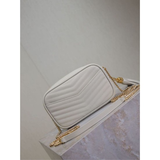 Mirror Quality Replica YSL Saint Laurent Lou Mini Quilted Shoulder Bag in White Clone
