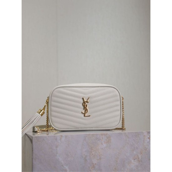 Mirror Quality Replica YSL Saint Laurent Lou Mini Quilted Shoulder Bag in White Clone