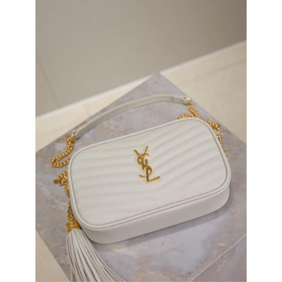Mirror Quality Replica YSL Saint Laurent Lou Mini Quilted Shoulder Bag in White Clone