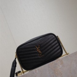Luxury Replica YSL Saint Laurent Lou Mini Quilted Shoulder Bag in Black Knockoff Mirror Quality Replica YSL Saint Laurent Lou Mini Quilted Shoulder Bag in Black Clone