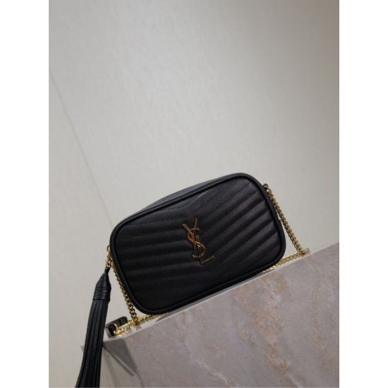 Mirror Quality Replica YSL Saint Laurent Lou Mini Quilted Shoulder Bag in Black Clone