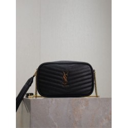Mirror Quality Replica YSL Saint Laurent Lou Mini Quilted Shoulder Bag in Black Clone