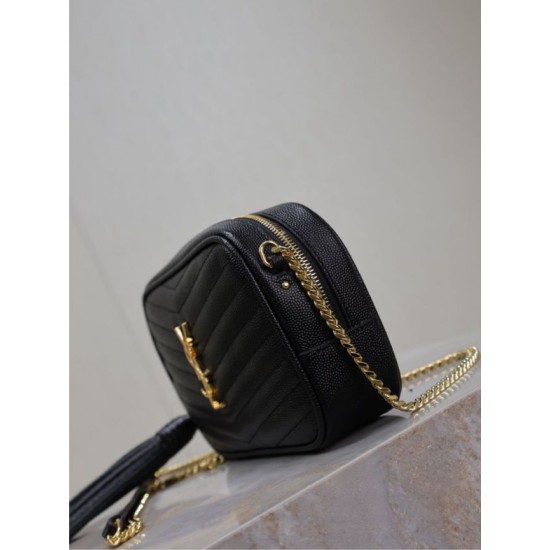 Mirror Quality Replica YSL Saint Laurent Lou Mini Quilted Shoulder Bag in Black Clone