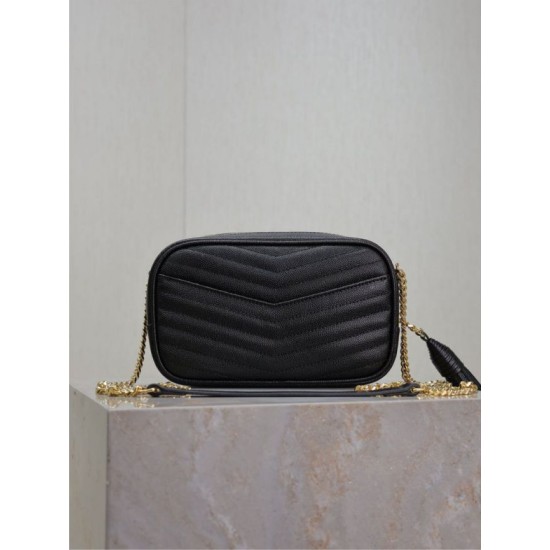 Mirror Quality Replica YSL Saint Laurent Lou Mini Quilted Shoulder Bag in Black Clone