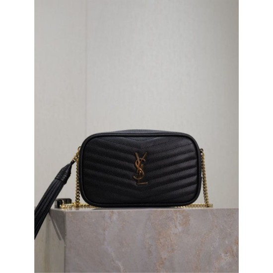 Mirror Quality Replica YSL Saint Laurent Lou Mini Quilted Shoulder Bag in Black Clone