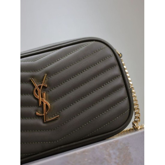 Mirror Quality Replica YSL Saint Laurent Lou Mini Quilted Shoulder Bag in Green Clone