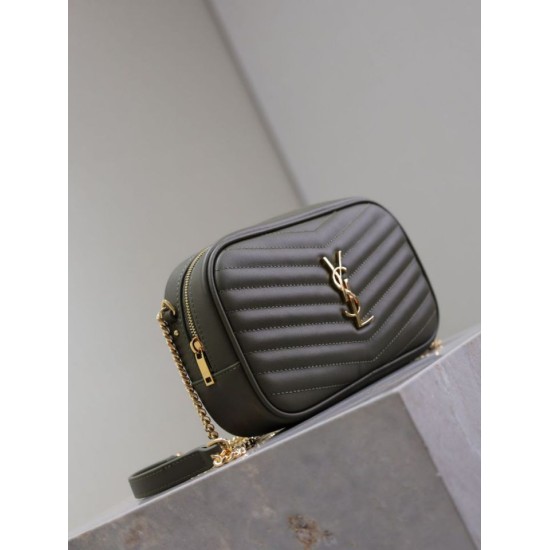 Mirror Quality Replica YSL Saint Laurent Lou Mini Quilted Shoulder Bag in Green Clone