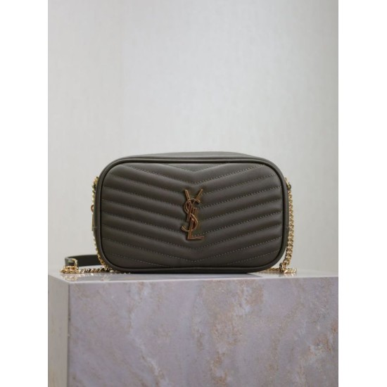 Mirror Quality Replica YSL Saint Laurent Lou Mini Quilted Shoulder Bag in Green Clone