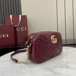 Luxury Replica Gucci Small 855273 GG Marmont Shoulder Bag in Red Knockoff Mirror Quality Replica Gucci Small 855273 GG Marmont Shoulder Bag in Red Clone