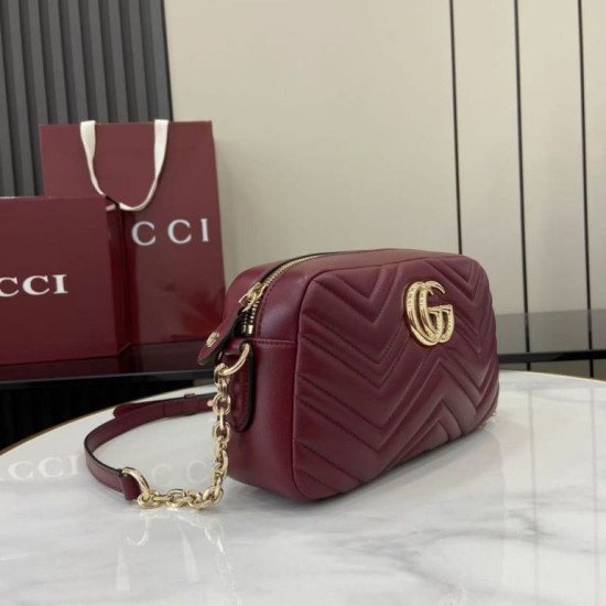 Mirror Quality Replica Gucci Small 855273 GG Marmont Shoulder Bag in Red Clone