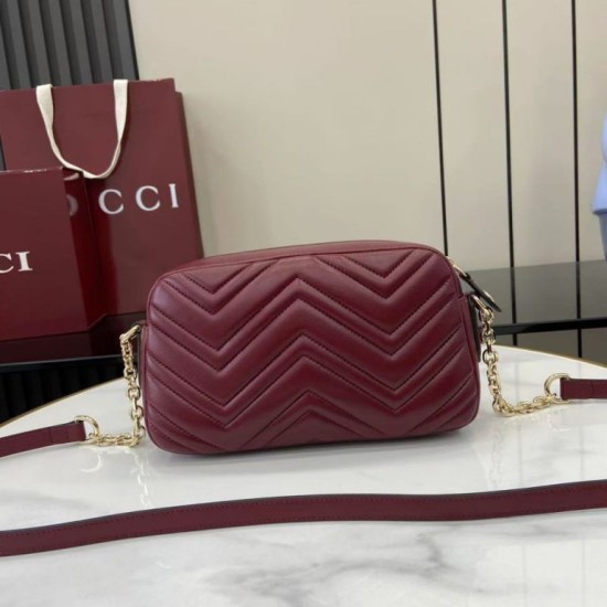 Mirror Quality Replica Gucci Small 855273 GG Marmont Shoulder Bag in Red Clone