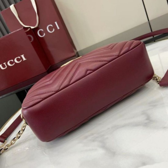 Mirror Quality Replica Gucci Small 855273 GG Marmont Shoulder Bag in Red Clone