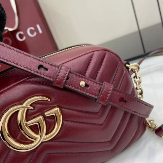 Mirror Quality Replica Gucci Small 855273 GG Marmont Shoulder Bag in Red Clone