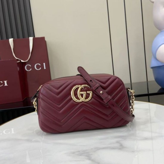 Mirror Quality Replica Gucci Small 855273 GG Marmont Shoulder Bag in Red Clone