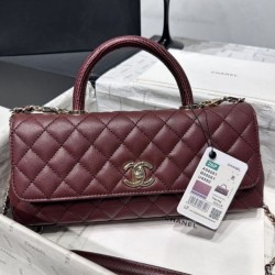 Mirror Quality Replica Chanel 26P Small Coco Top Handle Bag in Burgundy Clone