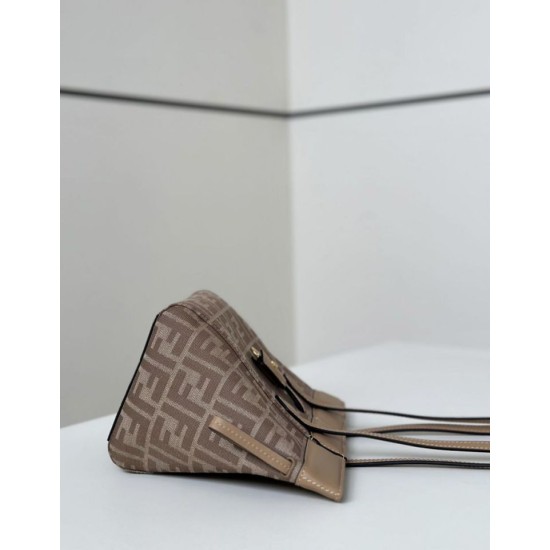 Mirror Quality Replica Fendi Origami Mini Jacquard Tote Bag in Apricot Clone
