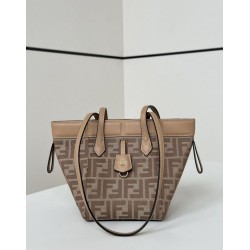 Mirror Quality Replica Fendi Origami Mini Jacquard Tote Bag in Apricot Clone