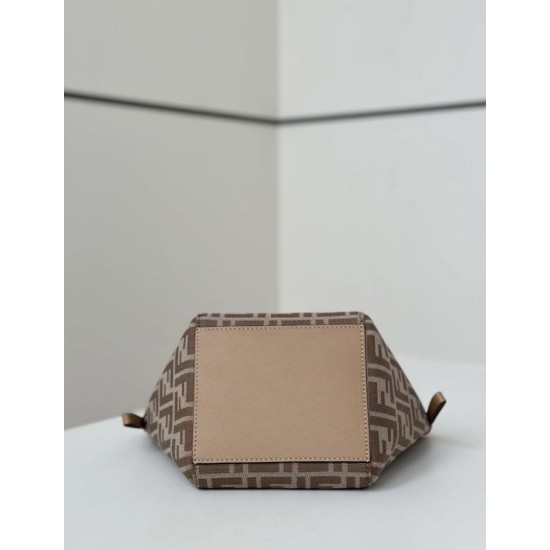 Mirror Quality Replica Fendi Origami Mini Jacquard Tote Bag in Apricot Clone