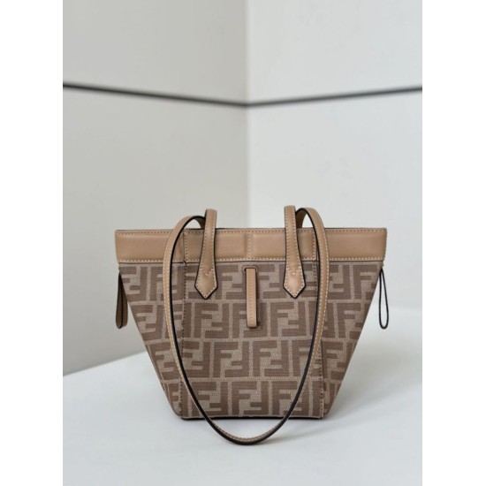 Mirror Quality Replica Fendi Origami Mini Jacquard Tote Bag in Apricot Clone