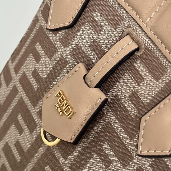 Mirror Quality Replica Fendi Origami Mini Jacquard Tote Bag in Apricot Clone