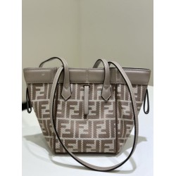 Mirror Quality Replica Fendi Origami Mini Jacquard Tote Bag in Brown Clone