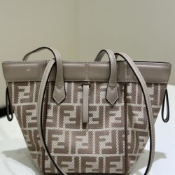 Mirror Quality Replica Fendi Origami Mini Jacquard Tote Bag in Brown Clone