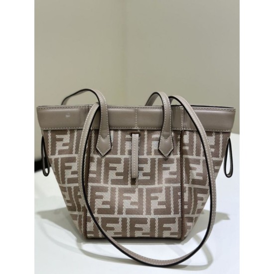 Mirror Quality Replica Fendi Origami Mini Jacquard Tote Bag in Brown Clone
