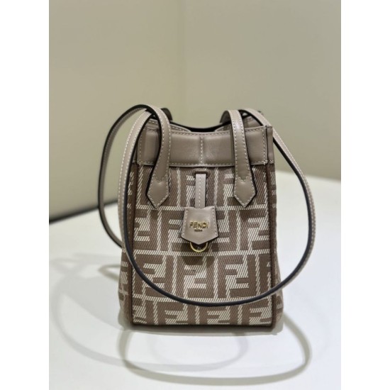 Mirror Quality Replica Fendi Origami Mini Jacquard Tote Bag in Brown Clone