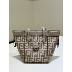 Mirror Quality Replica Fendi Origami Mini Jacquard Tote Bag in Brown Clone