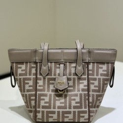 Mirror Quality Replica Fendi Origami Mini Jacquard Tote Bag in Brown Clone