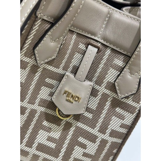 Mirror Quality Replica Fendi Origami Mini Jacquard Tote Bag in Brown Clone