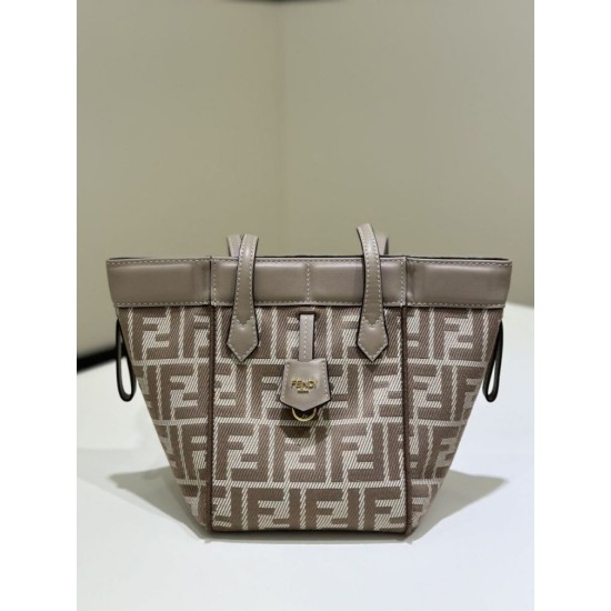 Mirror Quality Replica Fendi Origami Mini Jacquard Tote Bag in Brown Clone