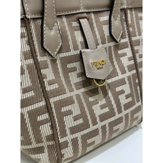 Mirror Quality Replica Fendi Origami Mini Jacquard Tote Bag in Brown Clone
