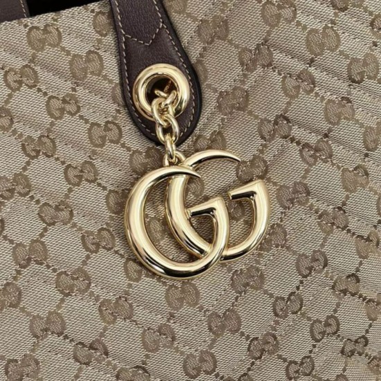 Mirror Quality Replica Gucci Medium Tote Bags 855279 GG Marmont Brown Clone